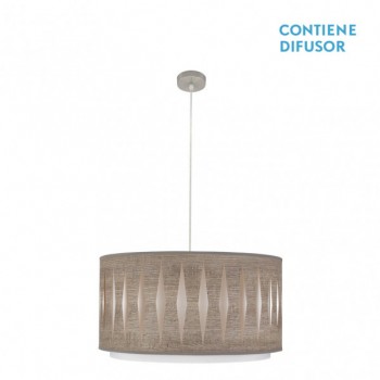 Distribuidor - Lâmpadas Diversas | Colgantes Moderno | COLGANTE ALEXANDRA 2XE27 NIQUEL/MADERA GRIS REGX50X50 CM Ref: 177895083